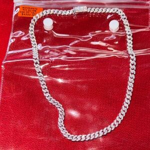 20” 6mm Cuban Link Chain Silver with Moissanite